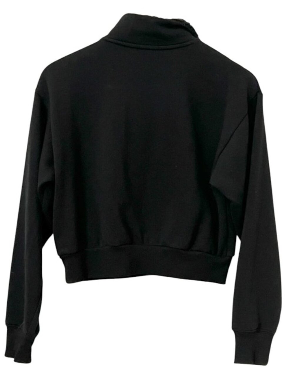 Victoria's Secret Black Sherpa Collar Half Zip Cropped Sweatshirt S Fleece Cozy - Picture 3 of 9